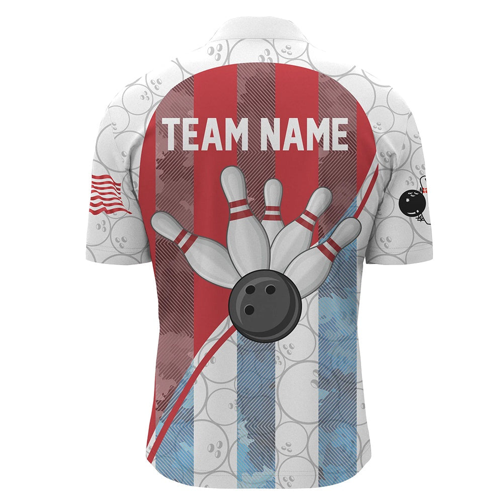 Custom Bowling Polo Shirts, Bowling Shirt For Men Bowling Tournament Jersey Unisex Zip Bowling Shirt