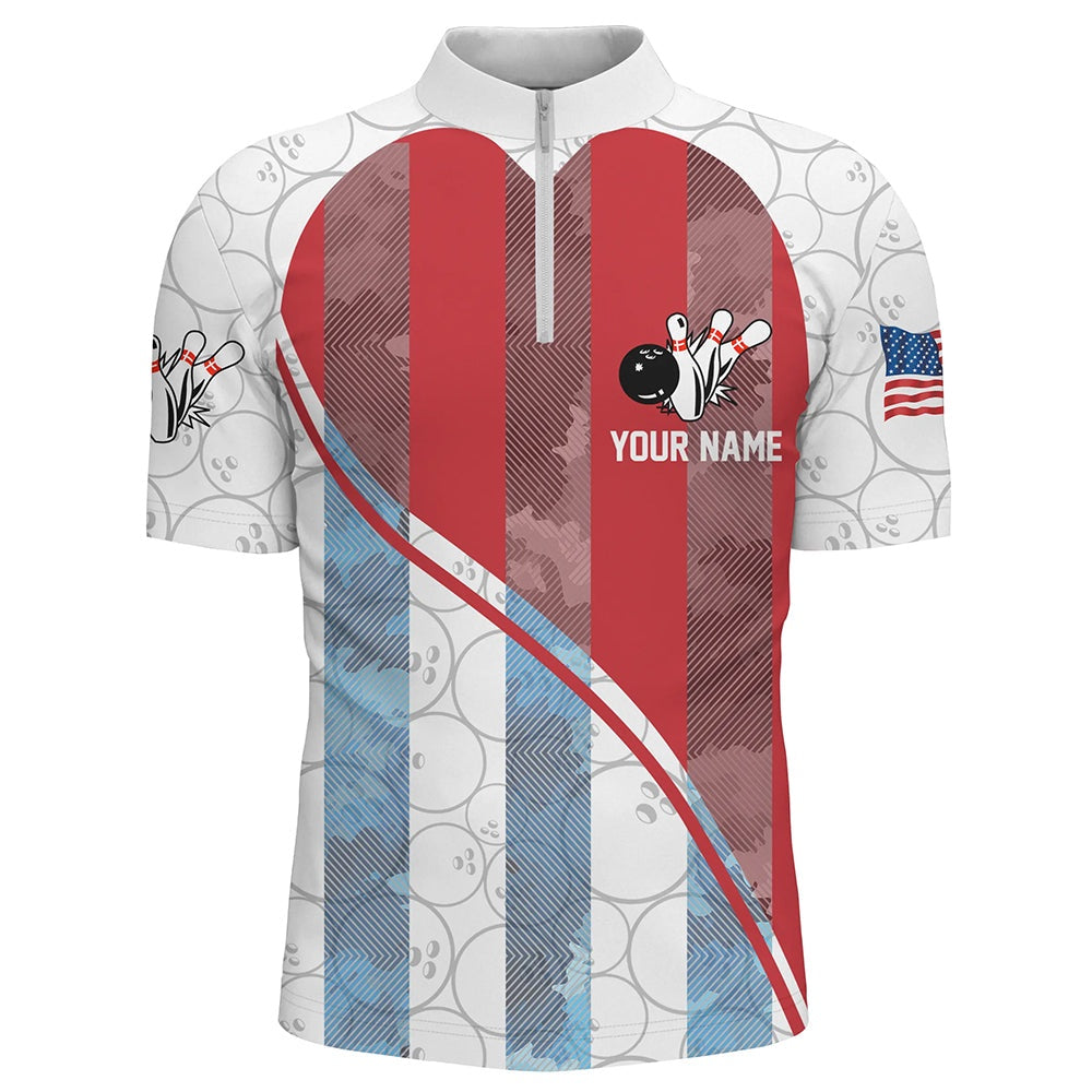 Custom Bowling Polo Shirts, Bowling Shirt For Men Bowling Tournament Jersey Unisex Zip Bowling Shirt