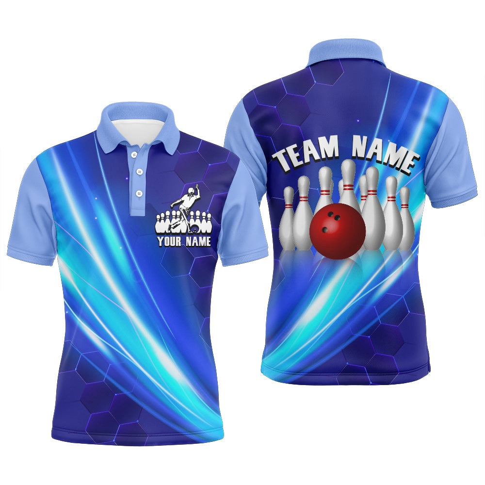 Custom Bowling Polo Shirts, Bowling Shirt For Men Custom Bowling Polo Shirt For Team Personalized Navy Bowling Jersey
