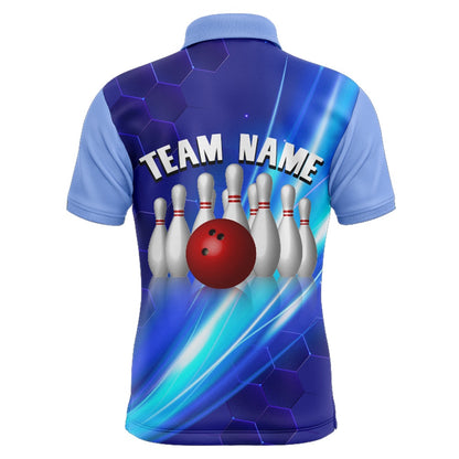 Custom Bowling Polo Shirts, Bowling Shirt For Men Custom Bowling Polo Shirt For Team Personalized Navy Bowling Jersey