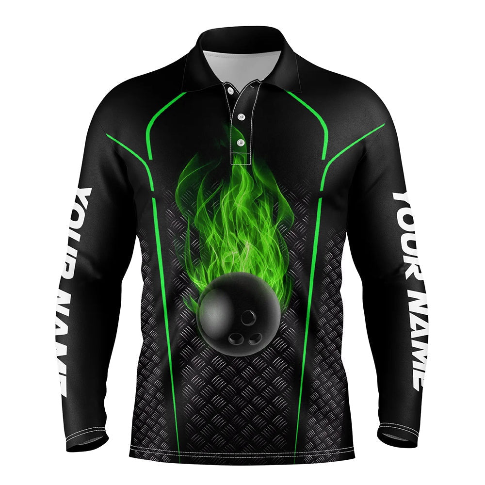Custom Bowling Polo Shirts, Bowling Shirt For Men Custom Polo Bowling Jersey Bowling Team Shirt For Men Green