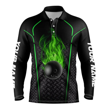 Custom Bowling Polo Shirts, Bowling Shirt For Men Custom Polo Bowling Jersey Bowling Team Shirt For Men Green