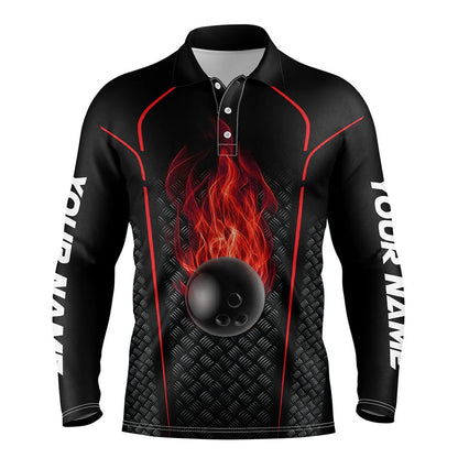 Custom Bowling Polo Shirts, Bowling Shirt For Men Custom Polo Bowling Jersey Bowling Team Shirt For Men Red