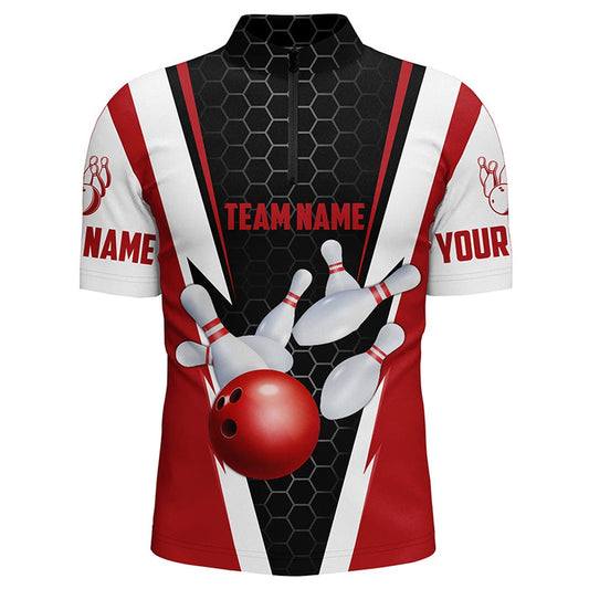 Custom Bowling Polo Shirts, Bowling Shirts For Men Custom Name And Team Name Strike Bowling Ball And Pins, Team Bowling Shirts