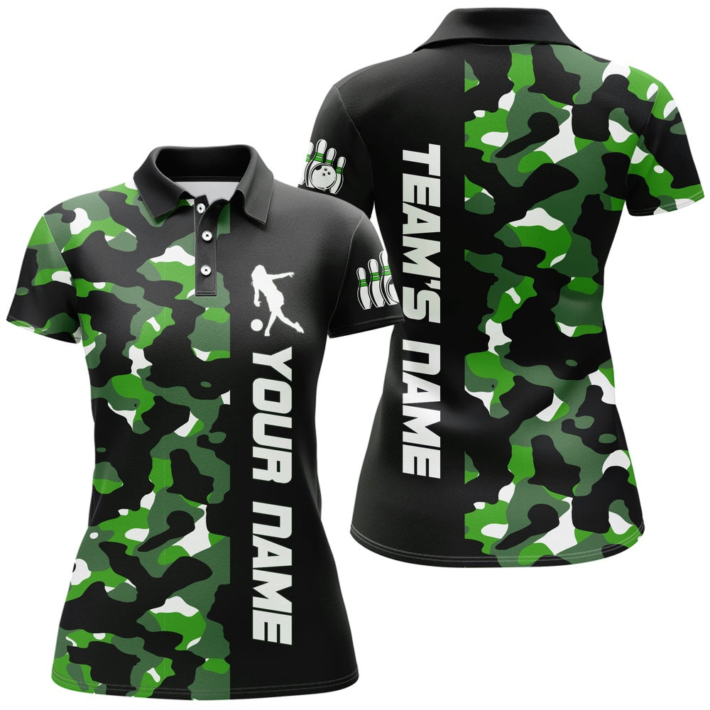 Custom Bowling Polo Shirts, Camo Bowling Polo Shirt For Men And Women Personalized Bowling Jerseys Team