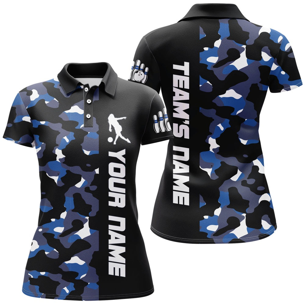 Custom Bowling Polo Shirts, Camo Bowling Polo Shirt For Men And Women Personalized Bowling Jerseys Team