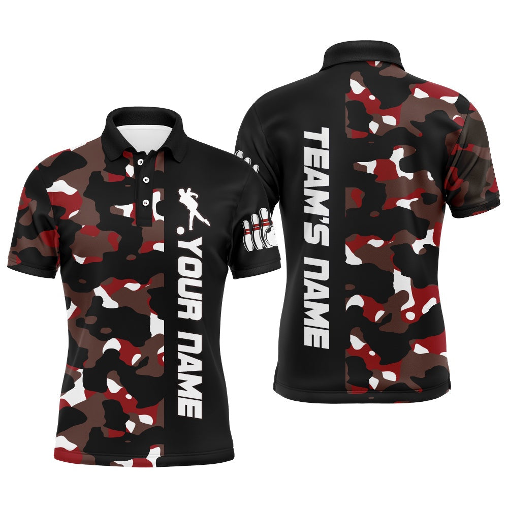 Custom Bowling Polo Shirts, Camo Bowling Polo Shirt For Men And Women Personalized Bowling Jerseys Team
