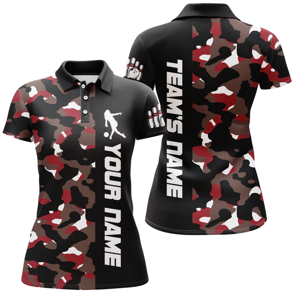 Custom Bowling Polo Shirts, Camo Bowling Polo Shirt For Men And Women Personalized Bowling Jerseys Team