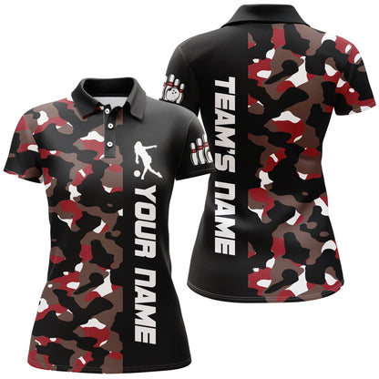 Custom Bowling Polo Shirts, Camo Bowling Polo Shirt For Men And Women Personalized Bowling Jerseys Team