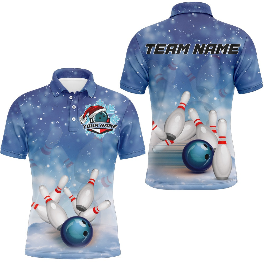 Custom Bowling Polo Shirts, Christmas Bowling Shirt For Men Bowling Jersey Team Custom Bowling Polo Shirt