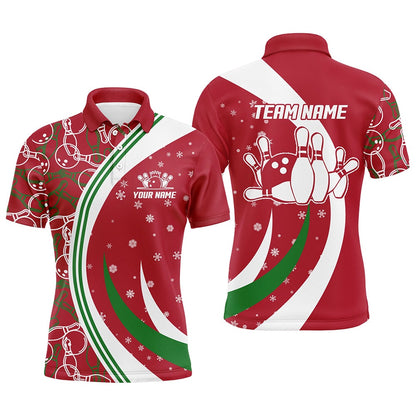 Custom Bowling Polo Shirts, Christmas Bowling Shirt For Men Custom Bowling Jersey Team League Bowling Polo Shirt