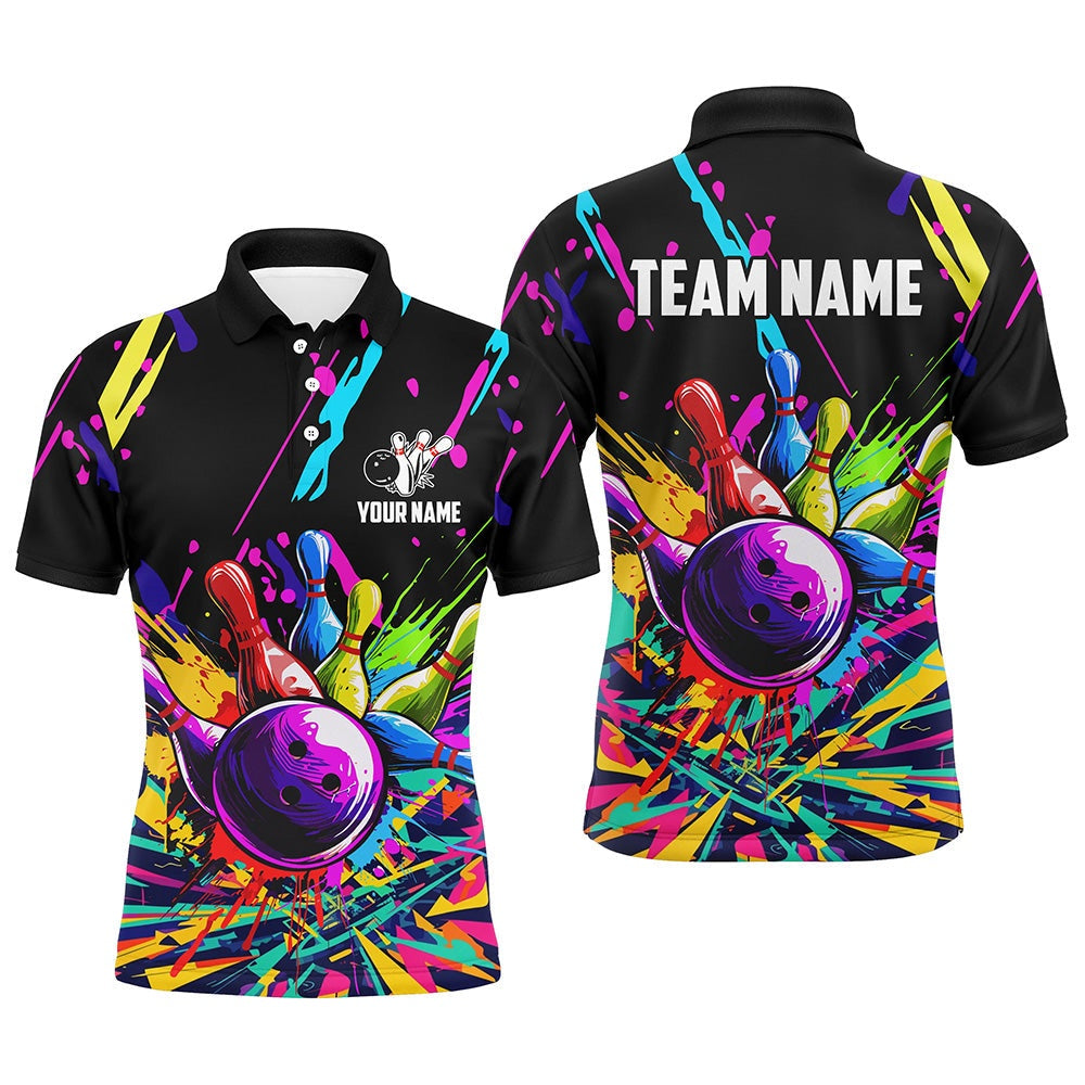 Custom Bowling Polo Shirts, Colorful Bowling Jerseys Bowling Polo, Zip Shirt For Men Custom Bowling Team Shirts For Bowlers