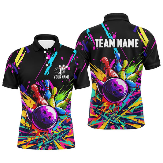 Custom Bowling Polo Shirts, Colorful Bowling Jerseys Bowling Polo, Zip Shirt For Men Custom Bowling Team Shirts For Bowlers