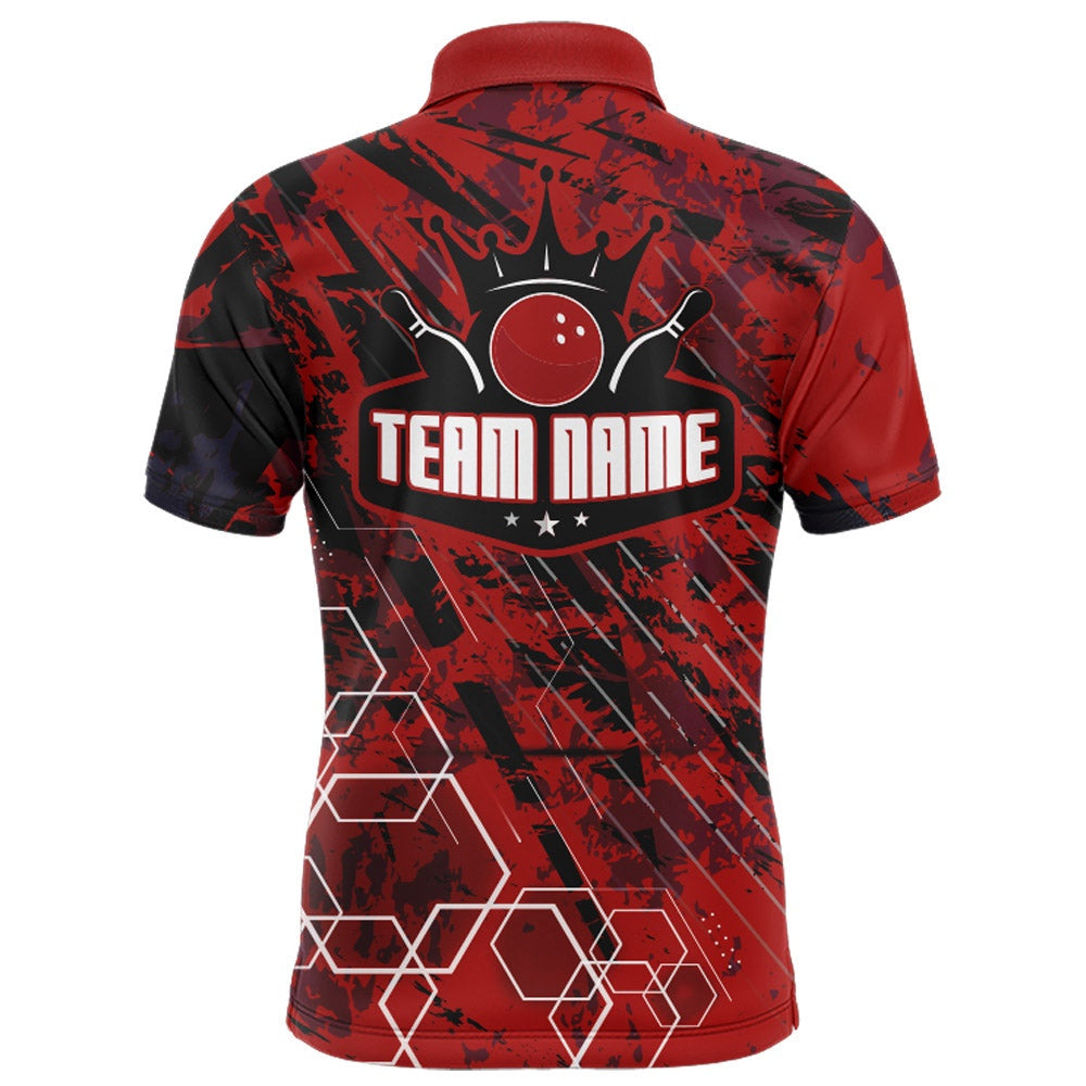 Custom Bowling Polo Shirts, Custom Black&Red Bowling Shirt For Men Personalized Bowling Team Jersey Bowling Polo Shirt
