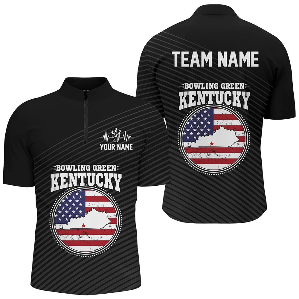 Custom Bowling Polo Shirts, Custom Bowling Green Kentucky For Men, Zip Bowling Shirts, Team Shirt Bowling Pin And Ball