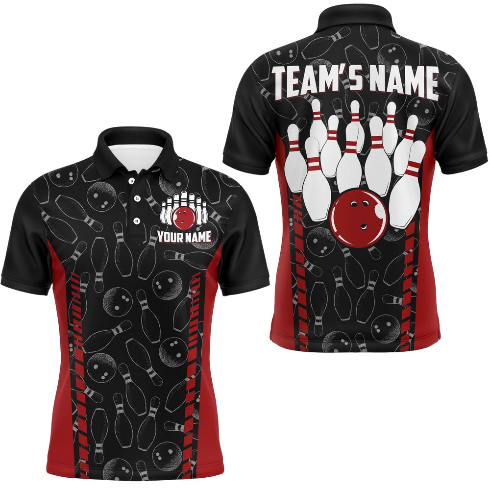 Custom Bowling Polo Shirts, Custom Bowling Jersey For Men Seamless Pattern Bowling Shirt Team Bowling Polo Shirt