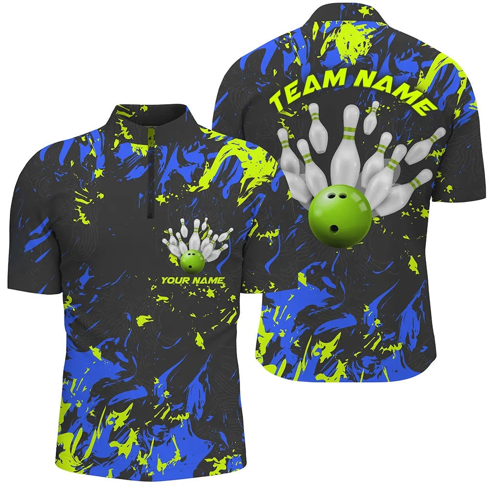 Custom Bowling Polo Shirts, Custom Bowling Jerseys For Men, Personalized Bowling Team Shirts Bowling Pin And Ball