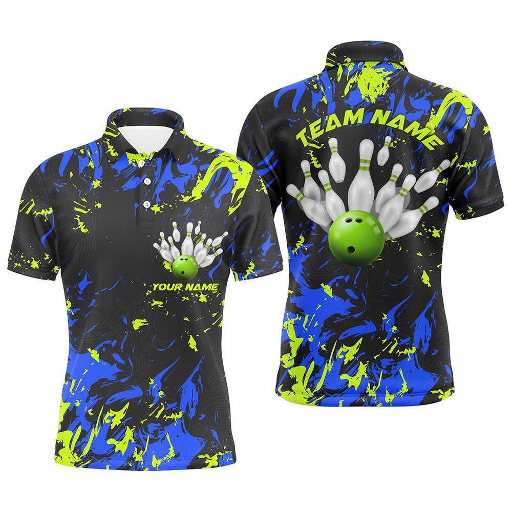 Custom Bowling Polo Shirts, Custom Bowling Jerseys For Men, Personalized Bowling Team Shirts Bowling Pin And Ball