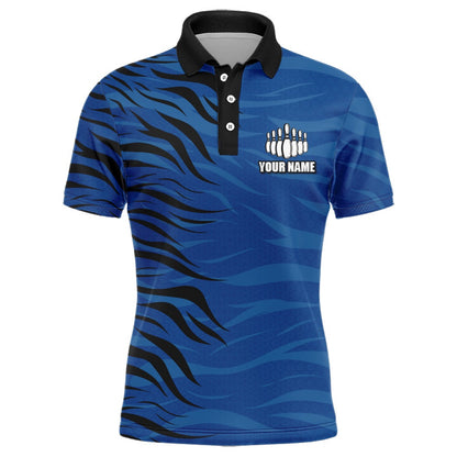 Custom Bowling Polo Shirts, Custom Bowling Polo Shirt Blue Bowling Jersey For Men Personalized Bowling League Shirt