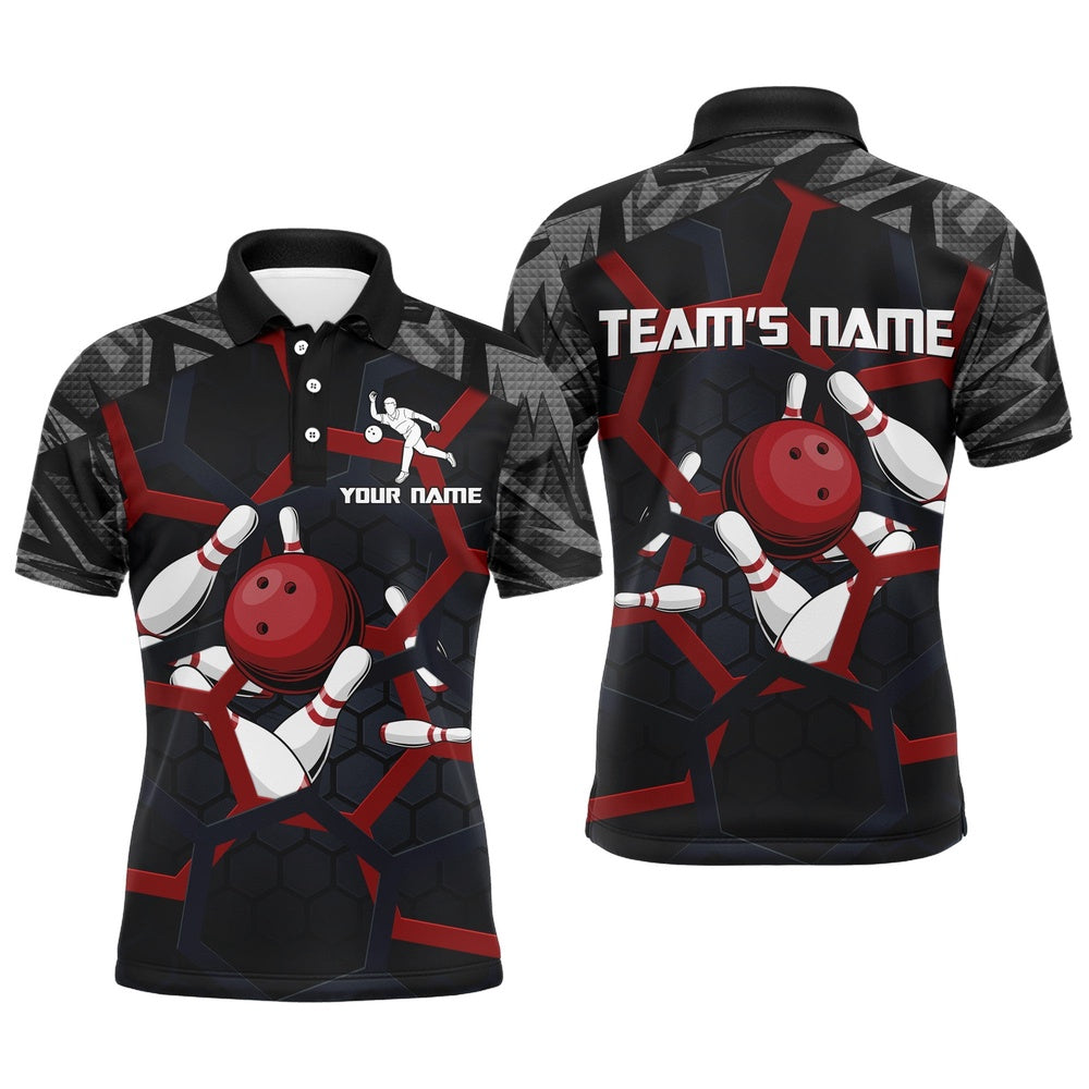 Custom Bowling Polo Shirts, Custom Bowling Polo Shirt For Men Camo Bowling Jersey Bowling Team League Shirts