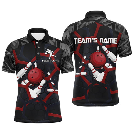 Custom Bowling Polo Shirts, Custom Bowling Polo Shirt For Men Camo Bowling Jersey Bowling Team League Shirts