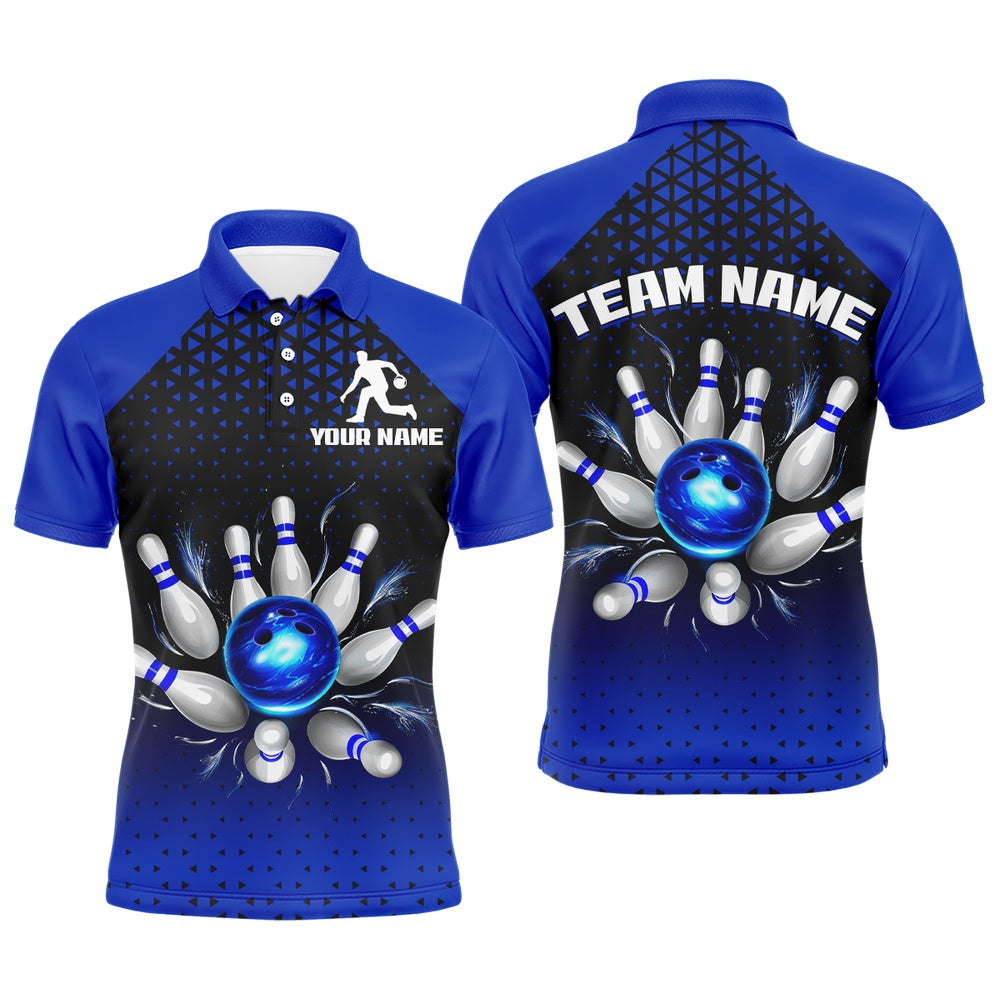 Custom Bowling Polo Shirts, Custom Bowling Polo Shirts For Men And Women Blue Bowling Team Jerseys Unisex