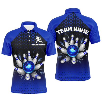 Custom Bowling Polo Shirts, Custom Bowling Polo Shirts For Men And Women Blue Bowling Team Jerseys Unisex