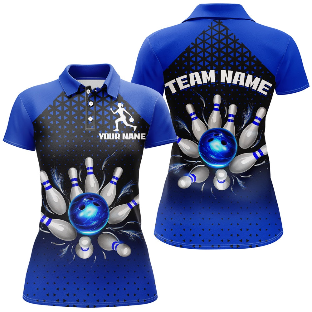 Custom Bowling Polo Shirts, Custom Bowling Polo Shirts For Men And Women Blue Bowling Team Jerseys Unisex