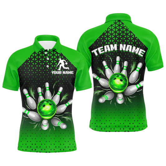 Custom Bowling Polo Shirts, Custom Bowling Polo Shirts For Men And Women Green Bowling Team Jerseys Unisex