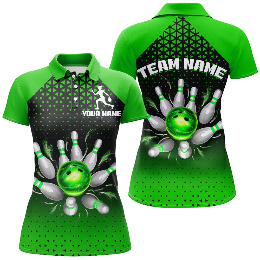 Custom Bowling Polo Shirts, Custom Bowling Polo Shirts For Men And Women Green Bowling Team Jerseys Unisex