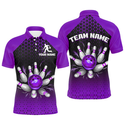 Custom Bowling Polo Shirts, Custom Bowling Polo Shirts For Men And Women Purple Bowling Team Jerseys Unisex