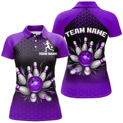 Custom Bowling Polo Shirts, Custom Bowling Polo Shirts For Men And Women Purple Bowling Team Jerseys Unisex