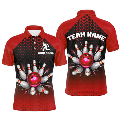 Custom Bowling Polo Shirts, Custom Bowling Polo Shirts For Men And Women Red Bowling Team Jerseys Unisex