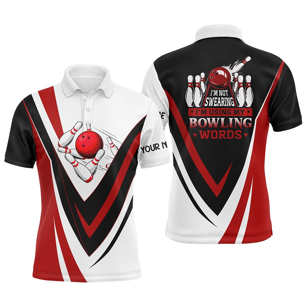 Custom Bowling Polo Shirts, Custom Bowling Polo Shirts For Men I'M Not Swearing, I'M Using My Bowling Words Red Bowl Shirts