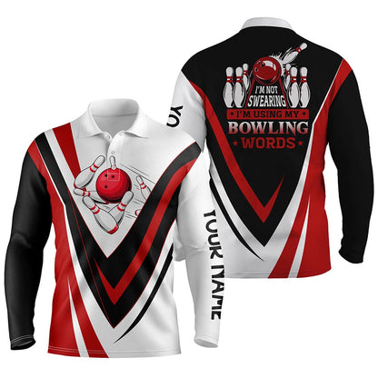Custom Bowling Polo Shirts, Custom Bowling Polo Shirts For Men I'M Not Swearing, I'M Using My Bowling Words Red Bowl Shirts