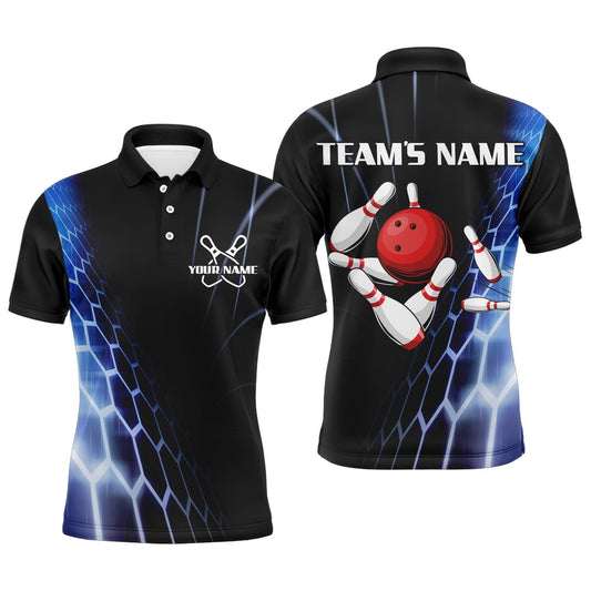 Custom Bowling Polo Shirts, Custom Bowling Polo Shirts For Men Vintage Bowling Jersey Black Bowling Team League Shirts
