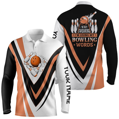 Custom Bowling Polo Shirts, Custom Bowling Polo Shirts I'M Not Swearing, I'M Using My Bowling Words Orange Bowl Shirts