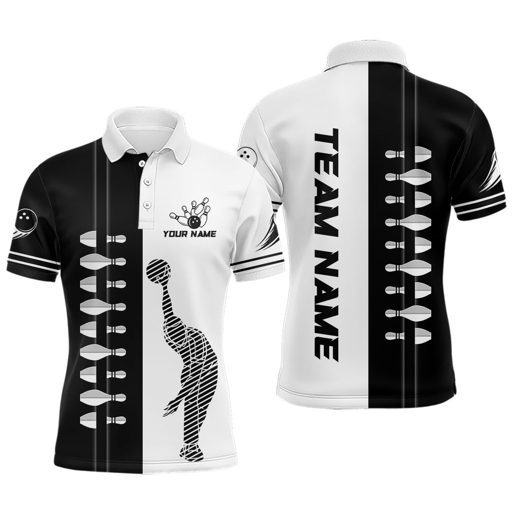 Custom Bowling Polo Shirts, Custom Bowling Shirt Camo Bowling Team League Bowling Pins Shirt For Men Women Polo Bowling Shirt