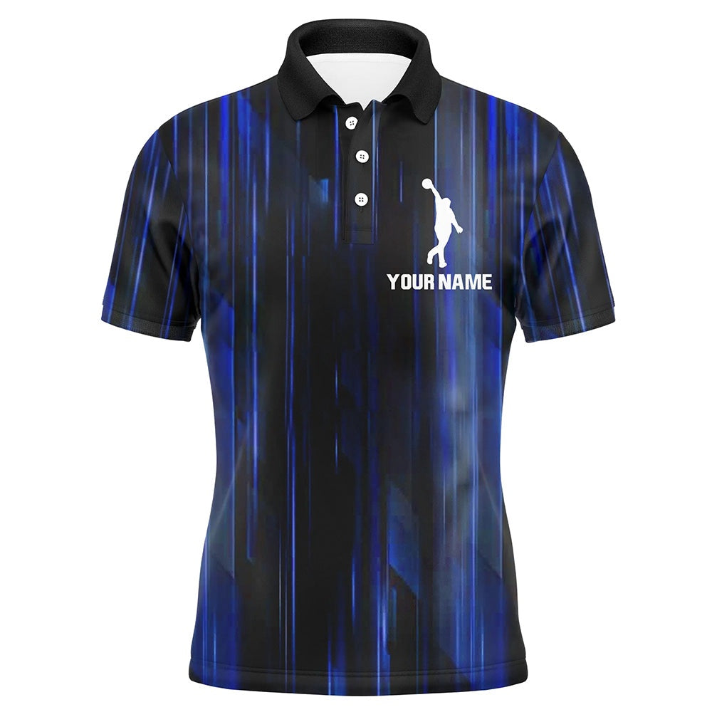 Custom Bowling Polo Shirts, Custom Bowling Shirt For Men Blue Bowling Jersey Team League Personalized Bowling Polo Shirt