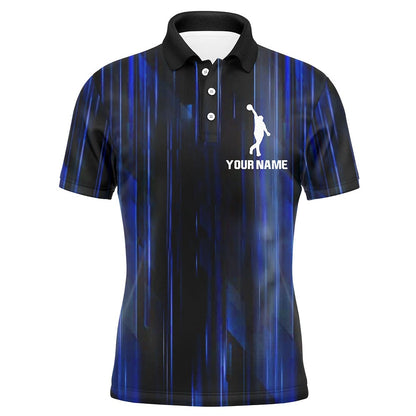 Custom Bowling Polo Shirts, Custom Bowling Shirt For Men Blue Bowling Jersey Team League Personalized Bowling Polo Shirt