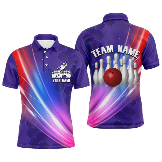 Custom Bowling Polo Shirts, Custom Bowling Shirt For Men Bowling Polo Shirt For Team Personalized Purple Bowling Jersey
