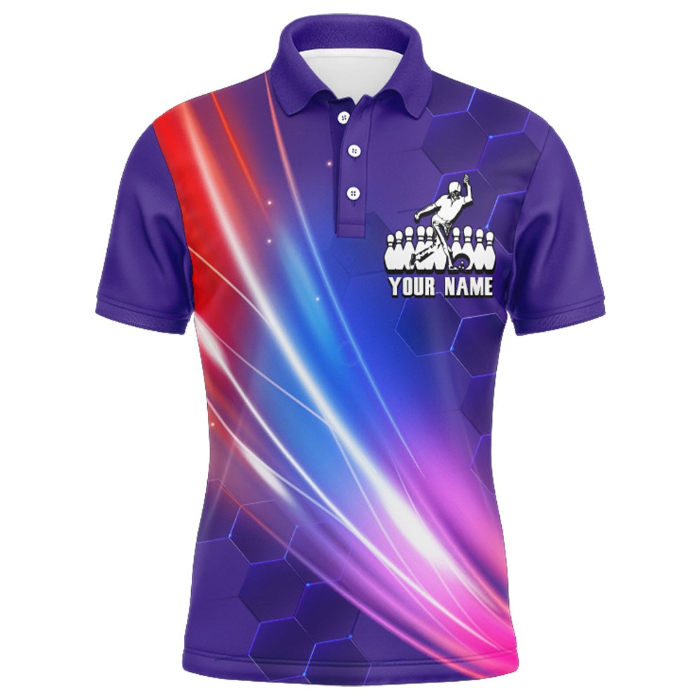 Custom Bowling Polo Shirts, Custom Bowling Shirt For Men Bowling Polo Shirt For Team Personalized Purple Bowling Jersey
