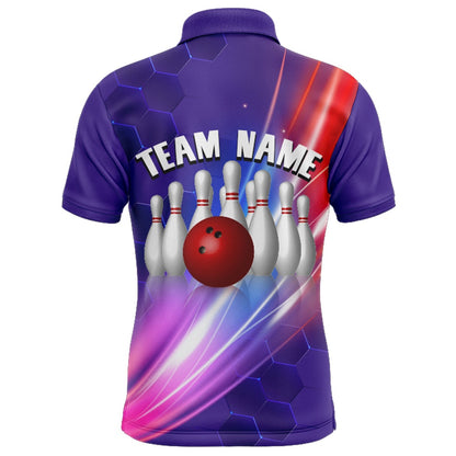 Custom Bowling Polo Shirts, Custom Bowling Shirt For Men Bowling Polo Shirt For Team Personalized Purple Bowling Jersey