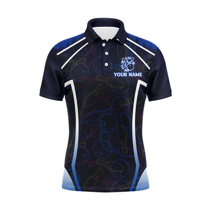 Custom Bowling Polo Shirts, Custom Bowling Shirt For Men, Funny Blue Bowling Jersey Your Ball Will Be Right Back Polo Shirt