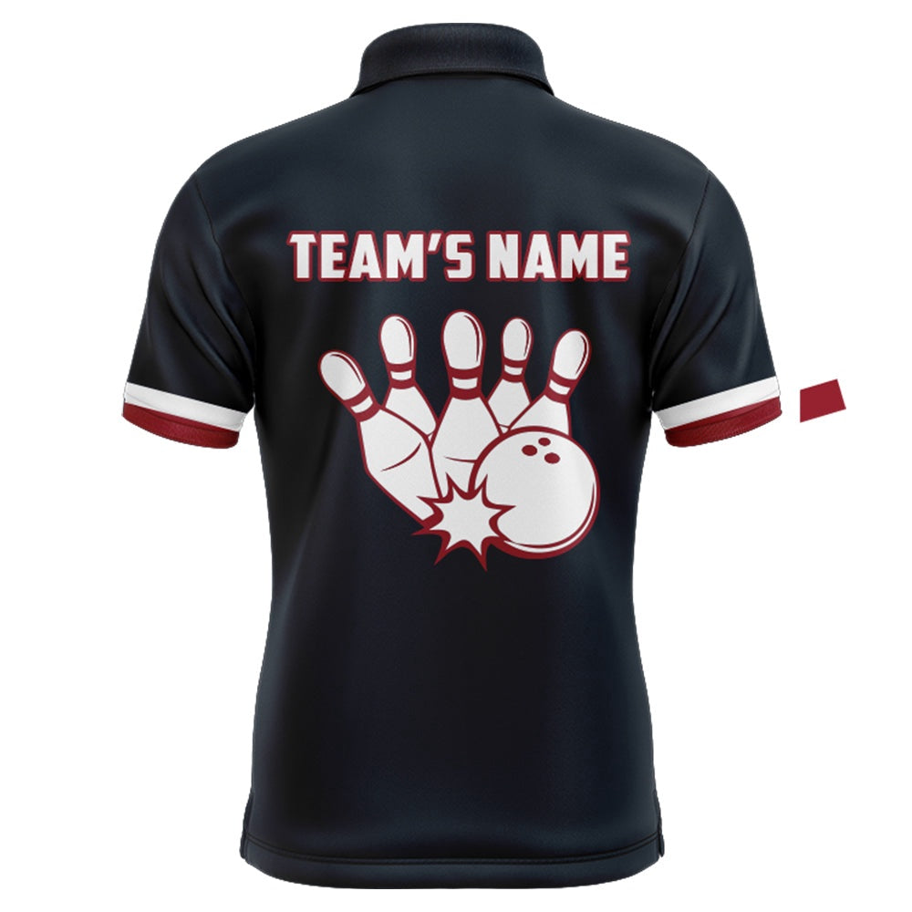 Custom Bowling Polo Shirts, Custom Bowling Shirt With Name American Flag Bowling Jersey For Men Bowling Polo Shirt For Team