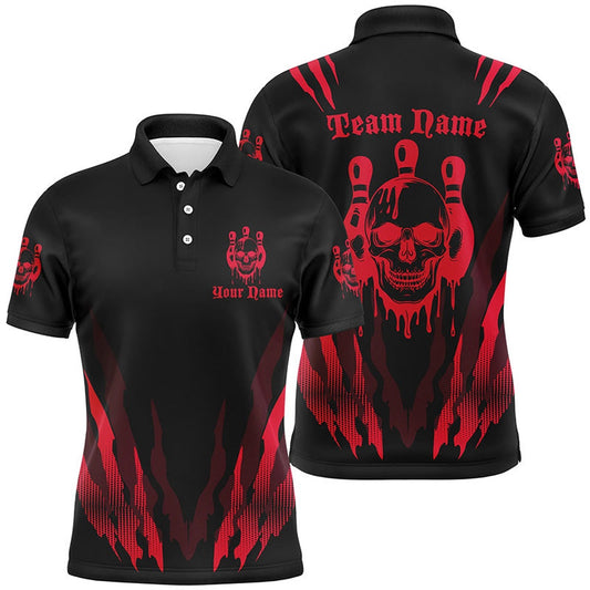 Custom Bowling Polo Shirts, Custom Bowling Shirts For Men And Women, Multicolor Bowling Pin Skull Team Shirts Tournament Jerseys