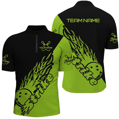 Custom Bowling Polo Shirts, Custom Bowling Shirts For Men, Bowling Team Shirts Bowling Strike Green