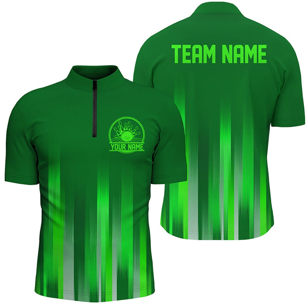 Custom Bowling Polo Shirts, Custom Green Bowling Shirts For Men, Bowling Logo Team Bowling Jerseys, Bowler Outfit