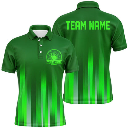 Custom Bowling Polo Shirts, Custom Green Bowling Shirts For Men, Bowling Logo Team Bowling Jerseys, Bowler Outfit