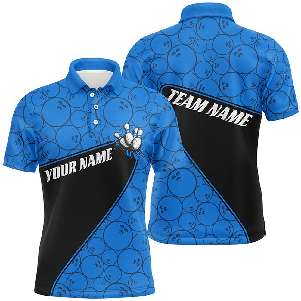 Custom Bowling Polo Shirts, Custom Multicolor Bowling Ball Pattern Team Shirts For Men And Women And Kids
